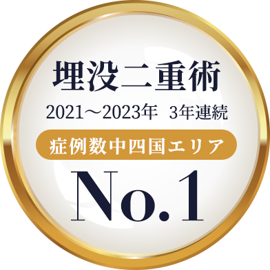埋没⼆重術 2021〜2023年3年連続 症例数中四国エリア No.1