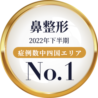⿐整形 2022年下半期 症例数中四国エリア No.1