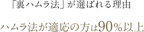 「裏ハムラ法」が選ばれる理由 ハムラ法が適応の方は90％以上